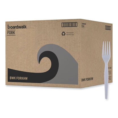 Boardwalk Heavyweight Polystyrene Cutlery, Fork, White, 1000/Carton