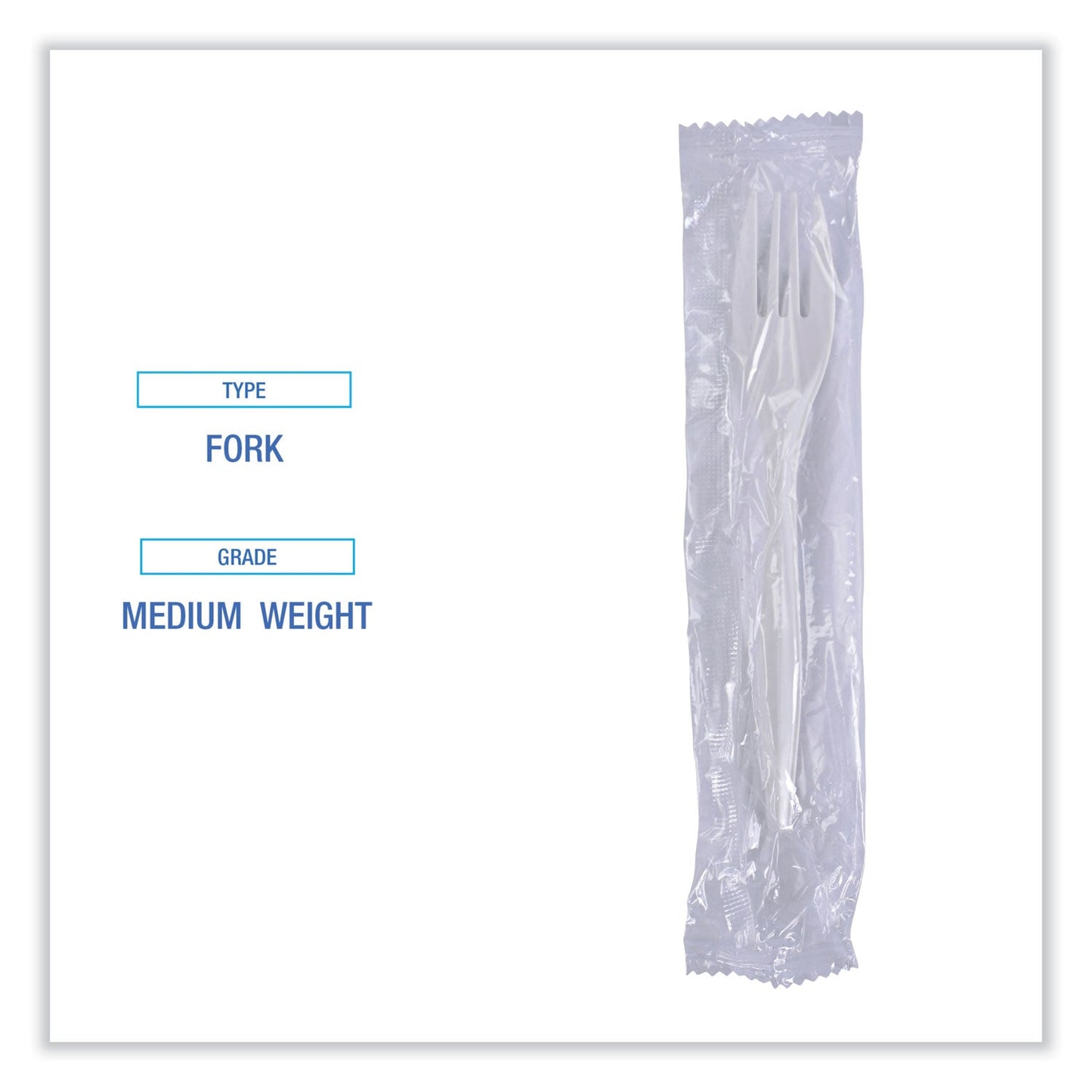 Boardwalk Mediumweight Wrapped Polypropylene Cutlery, Fork, White, 1000/Carton