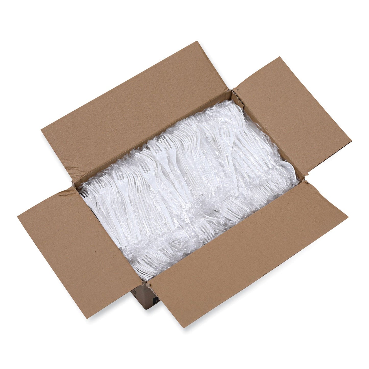 Boardwalk Mediumweight Wrapped Polypropylene Cutlery, Fork, White, 1000/Carton