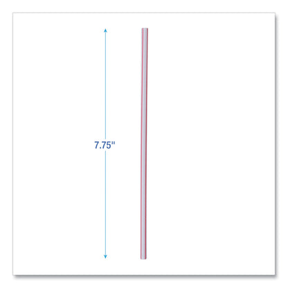 Boardwalk Wrapped Jumbo Straws, 7.75", Plastic, Red w/White Stripe, 400/Pack, 25 Packs/Carton