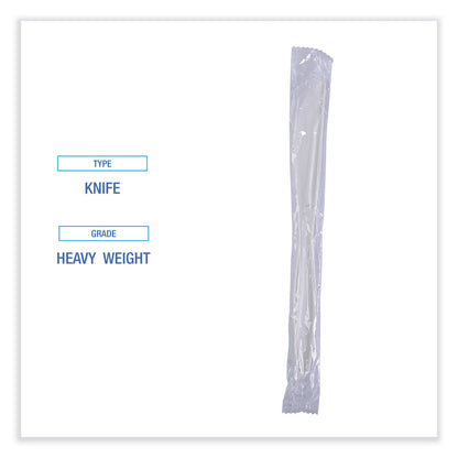 Boardwalk Heavyweight Wrapped Polypropylene Cutlery, Knife, White, 1,000/Carton