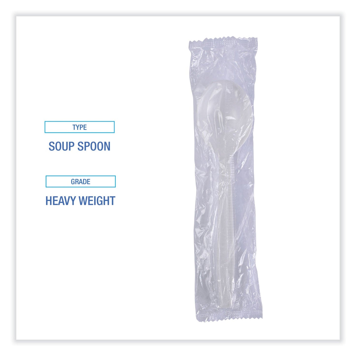 Boardwalk Heavyweight Wrapped Polypropylene Cutlery, Soup Spoon, White, 1,000/Carton