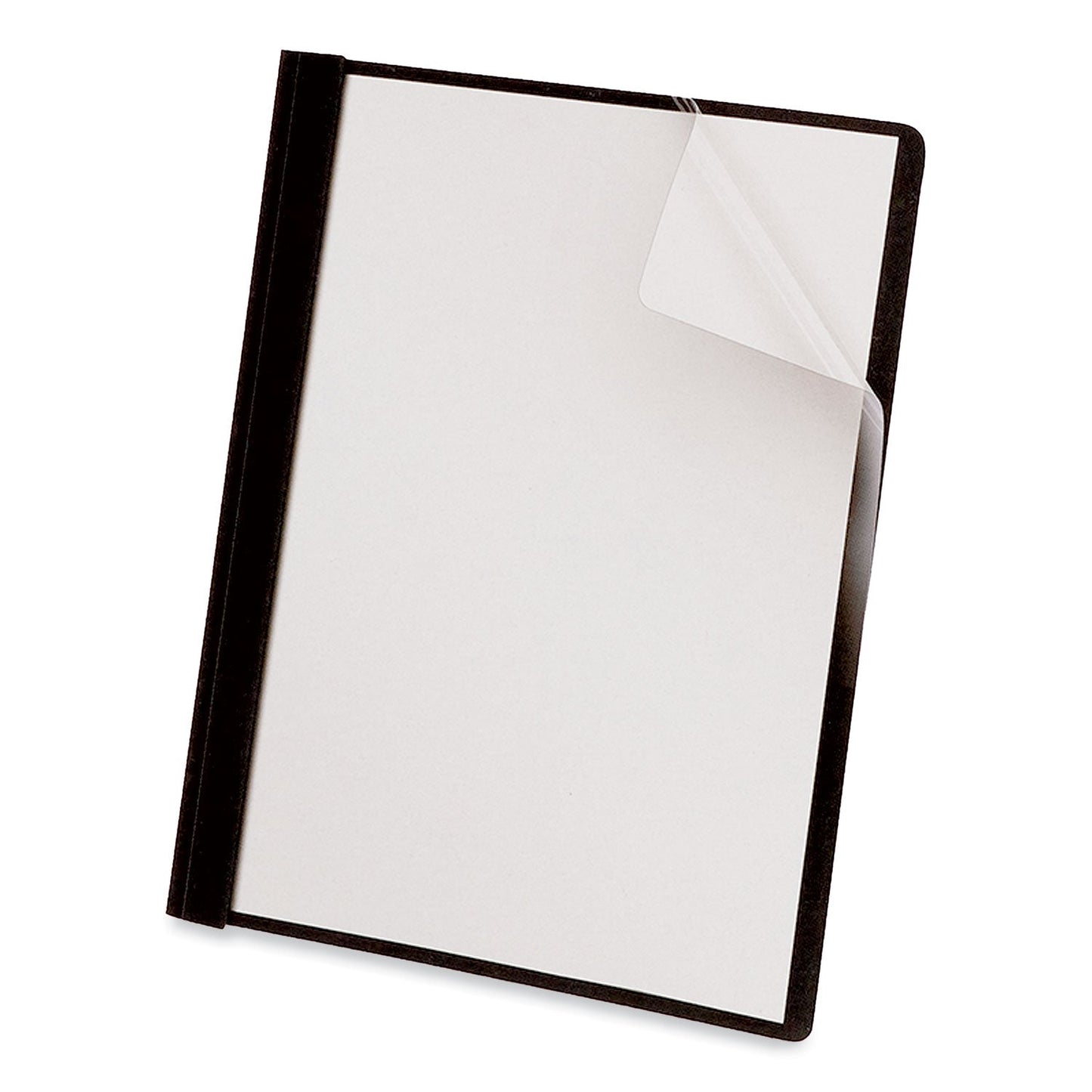 Universal Clear Front Report Cover with Fasteners, Three-Prong Fastener, 0.5" Capacity, 8.5 x 11, Clear/Black, 25/Box