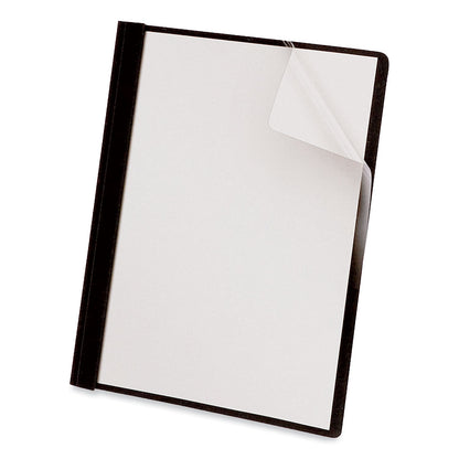 Universal Clear Front Report Cover with Fasteners, Three-Prong Fastener, 0.5" Capacity, 8.5 x 11, Clear/Black, 25/Box