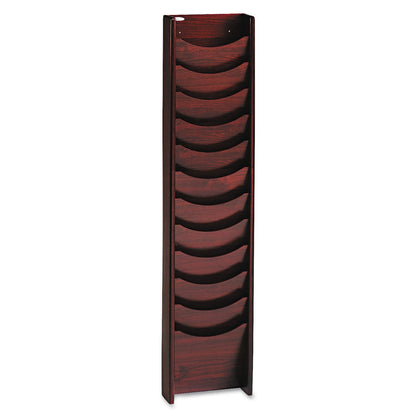 Safco Solid Wood Wall-Mount Literature Display Rack, 11.25w x 3.75d x 48.75h, Mahogany