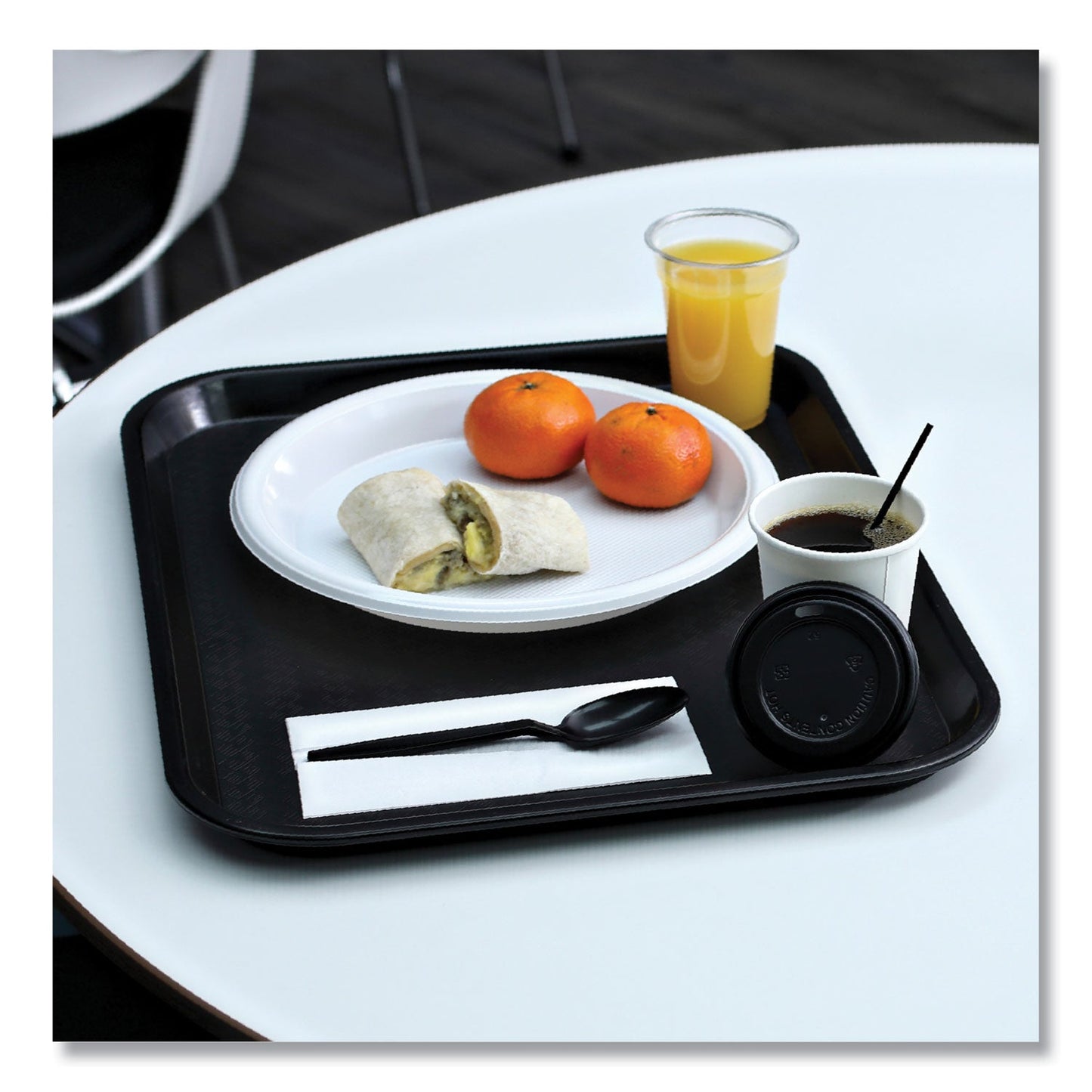 Boardwalk Heavyweight Wrapped Polypropylene Cutlery, Teaspoon, Black, 1,000/Carton