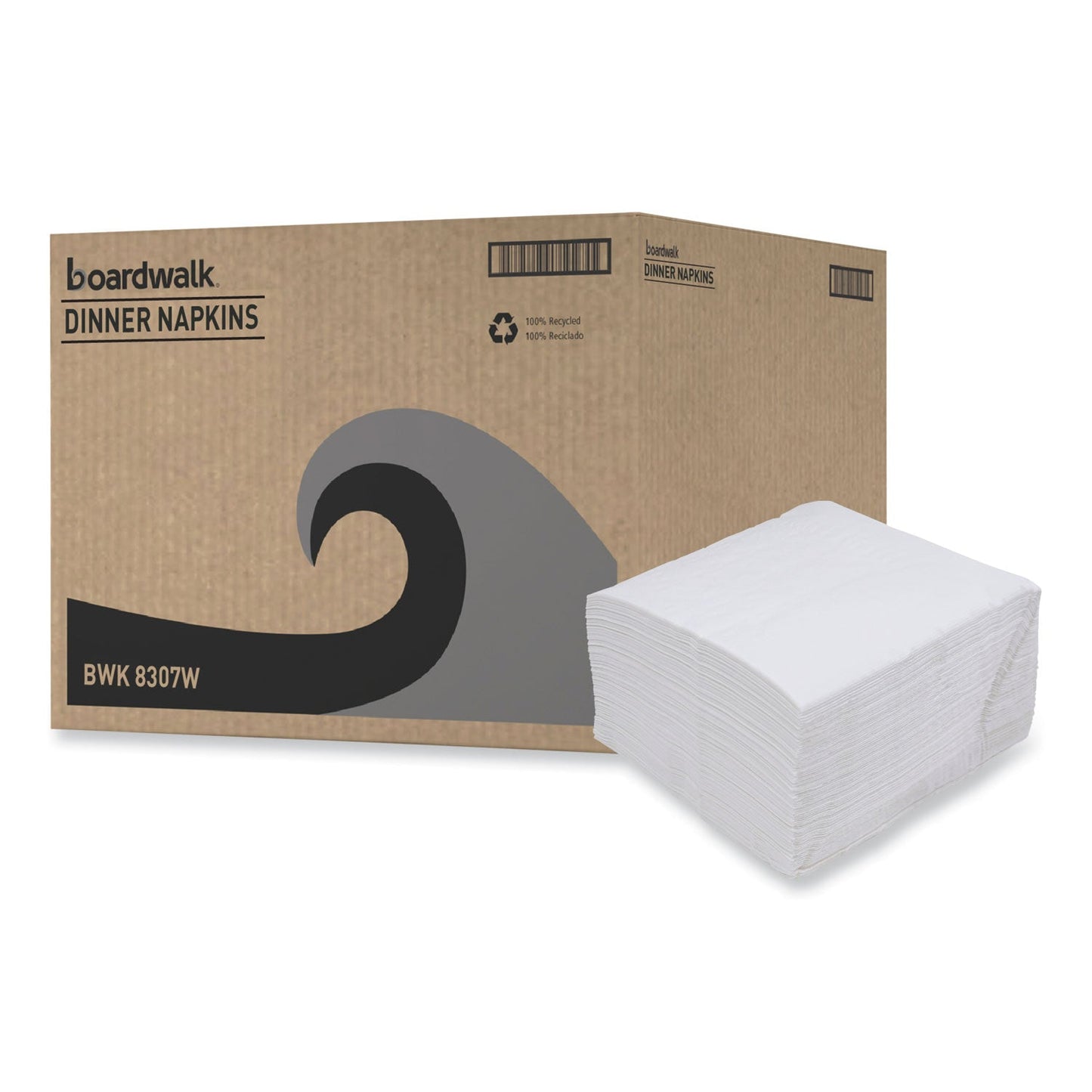 Boardwalk Dinner Napkin, 1-Ply, 17 x 17, White, 250/Pack, 12 Packs/Carton