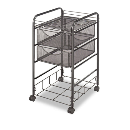 Safco Onyx Mesh Mobile File with Four Supply Drawers, Metal, 1 Shelf, 4 Drawers, 15.75" x 17" x 27", Black