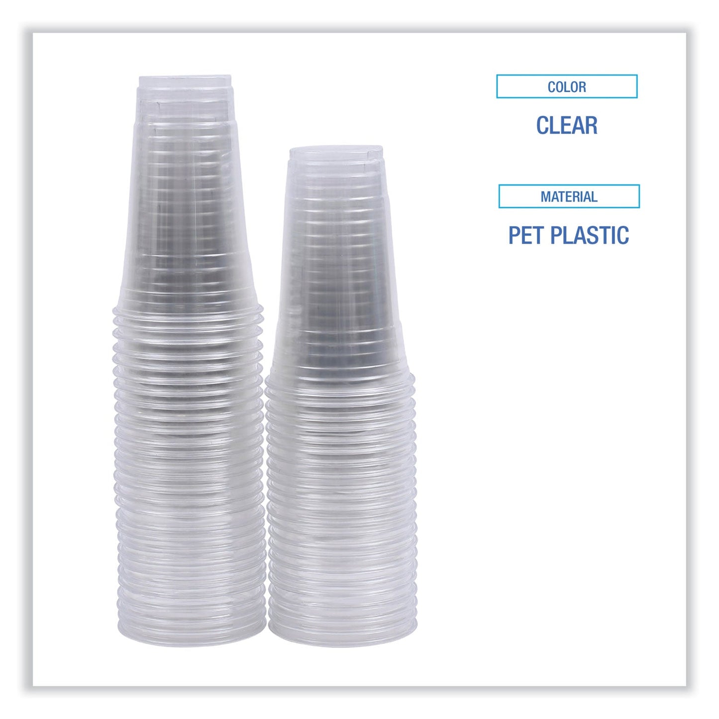 Boardwalk Clear Plastic Cold Cups, 24 oz, PET, 50 Cups/Sleeve, 12 Sleeves/Carton