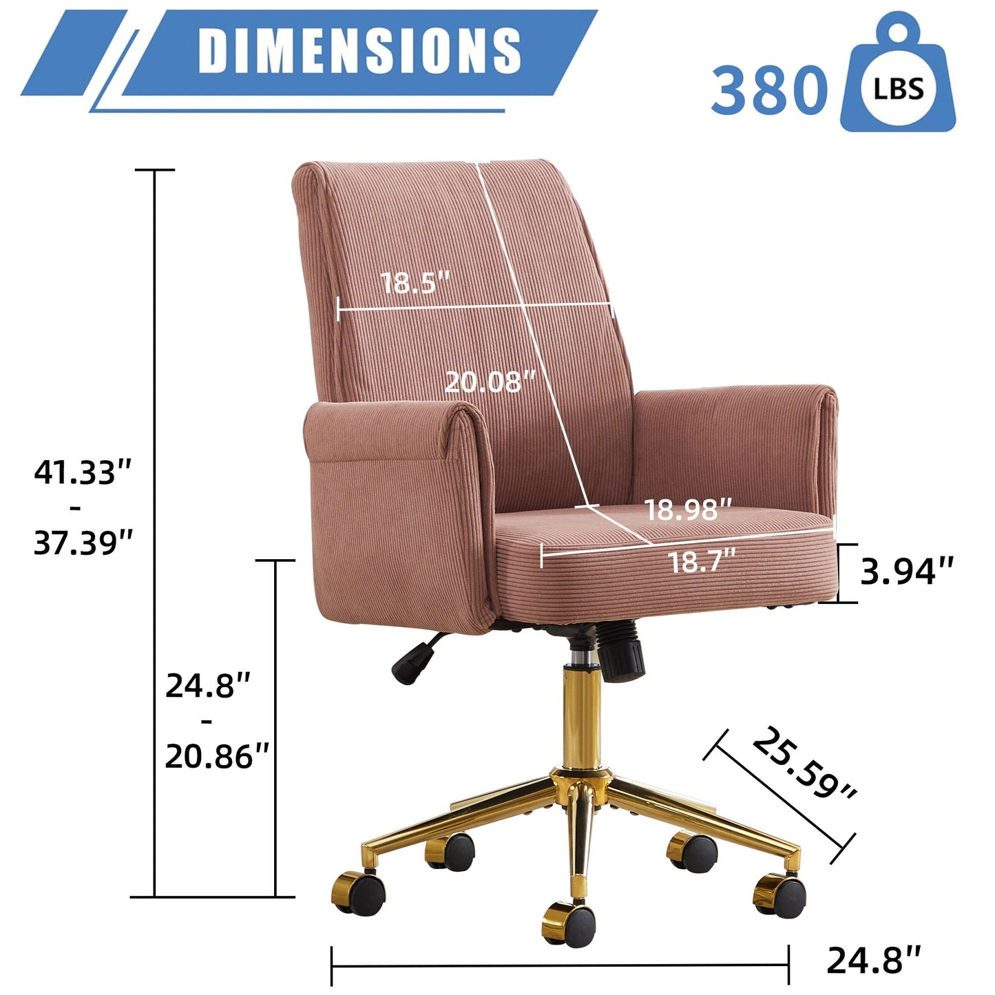 Ergonomic Mid-Back Office Chair With Striped Fabric