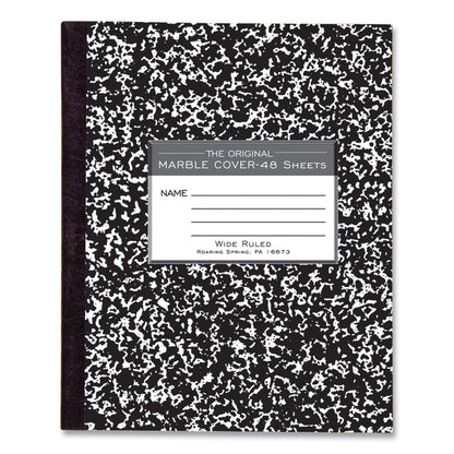 Roaring Spring Marble Cover Composition Book, Wide/Legal Rule, Black Marble Cover, 8.5 x 7, 48 Sheets