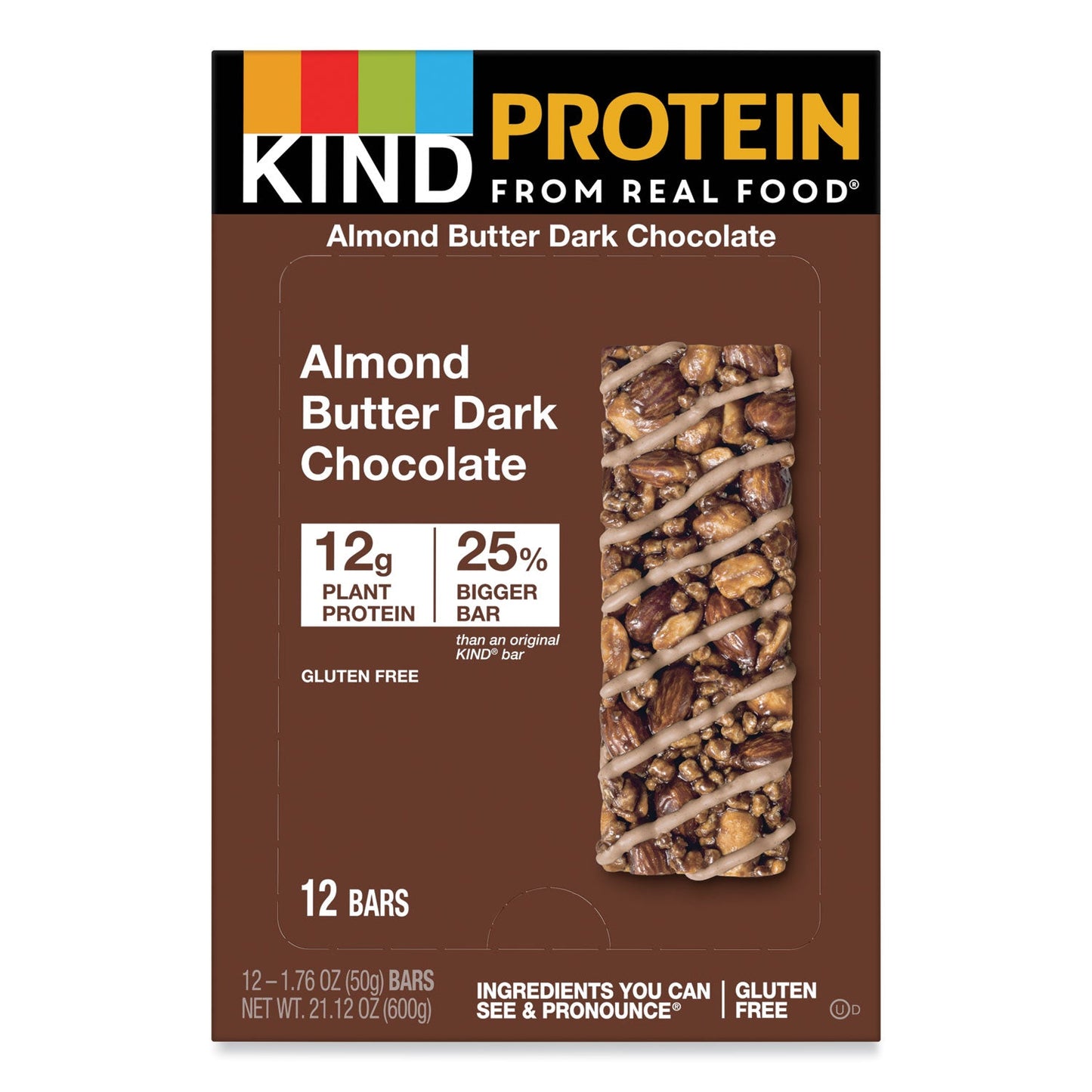 KIND Protein Bars, Almond Butter Dark Chocolate, 1.76 oz, 12/Pack