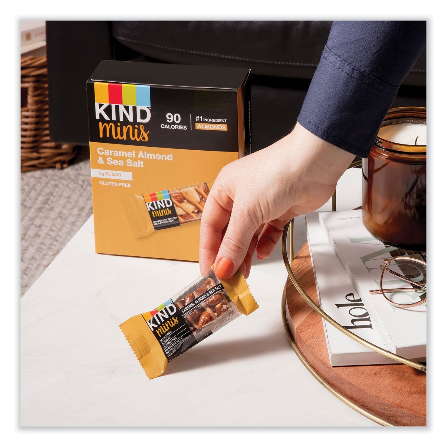 KIND Minis, Caramel Almond Nuts/Sea Salt, 0.7 oz, 10/Pack