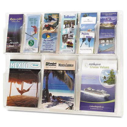 Safco Reveal Clear Literature Displays, 9 Compartments, 30w x 2d x 22.5h, Clear