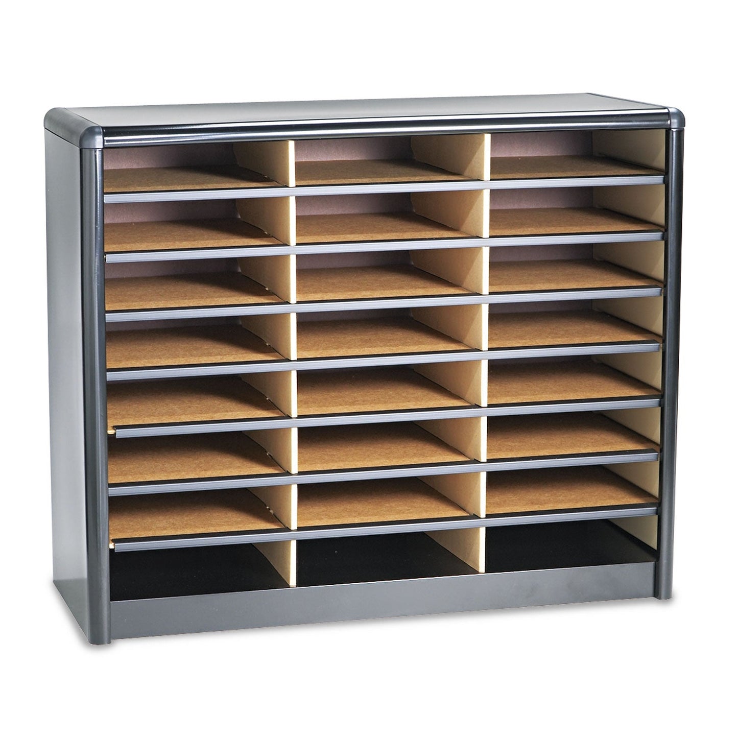 Safco Steel/Fiberboard Literature Sorter, 24 Compartments, 32.25 x 13.5 x 25.75, Black