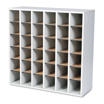 Safco Wood Mail Sorter with Adjustable Dividers, Stackable, 36 Compartments, 33.75 x 12 x 32.75, Gray