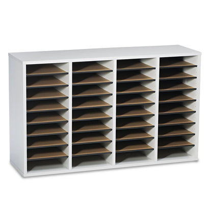 Safco Wood/Laminate Literature Sorter, 36 Compartments, 39.25 x 11.75 x 24, Gray