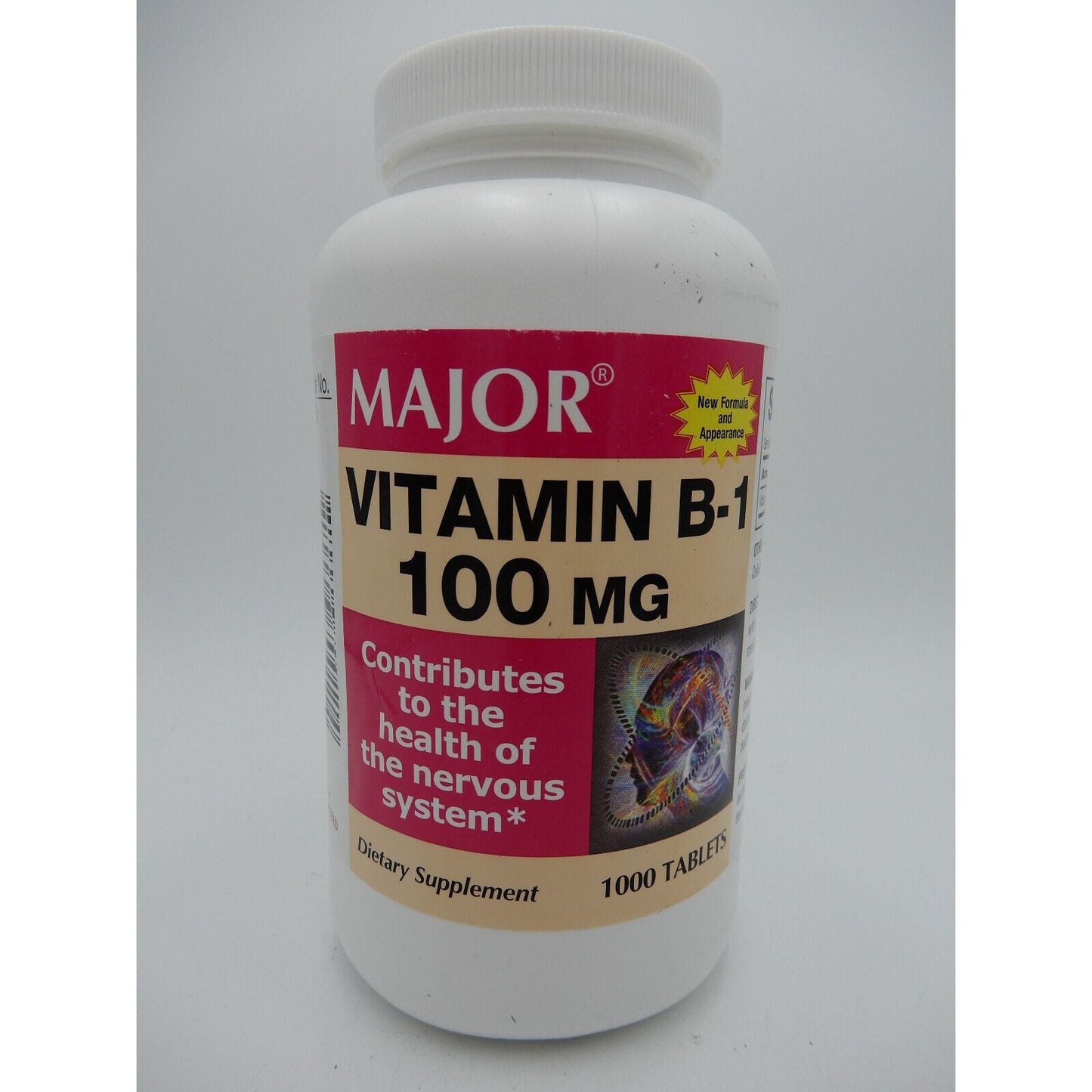 Major Vitamin B-1 100 Mg For Nervous System Health, 1000 Tablets 810006700114VL