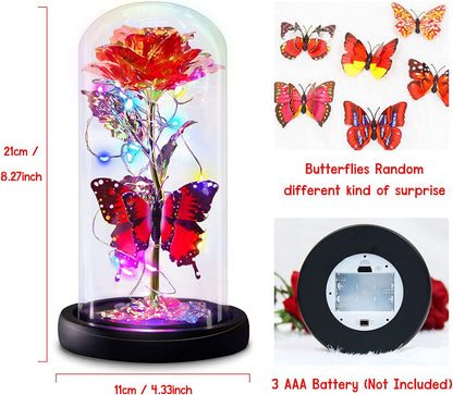 Galaxy Flowers Rose Gift, Enchanted Infinity Rose in Glass Dome, Valentines Rose Gifts for Valentine's Day, Mother's Day, Anniversary, Wedding