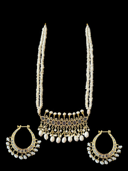PS553 Hyderabadi / Nizami tirmani in fresh water pearls with chandbali( READY TO SHIP )