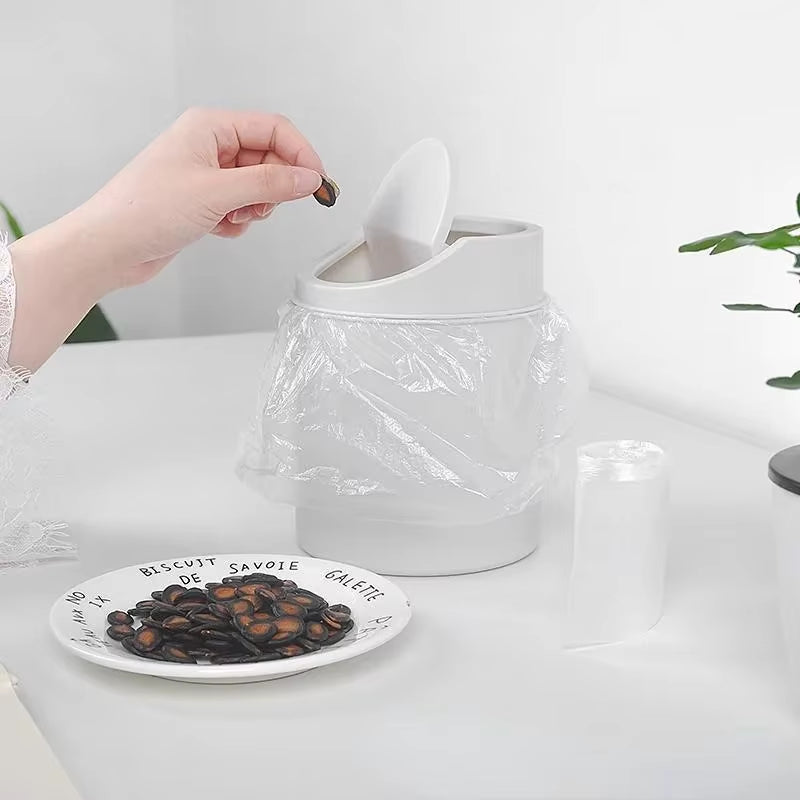 Mini Desktop Bin Small Trash Can Tube with Cover Bedroom Trash Can Garbage Can Clean Workspace Storage Box