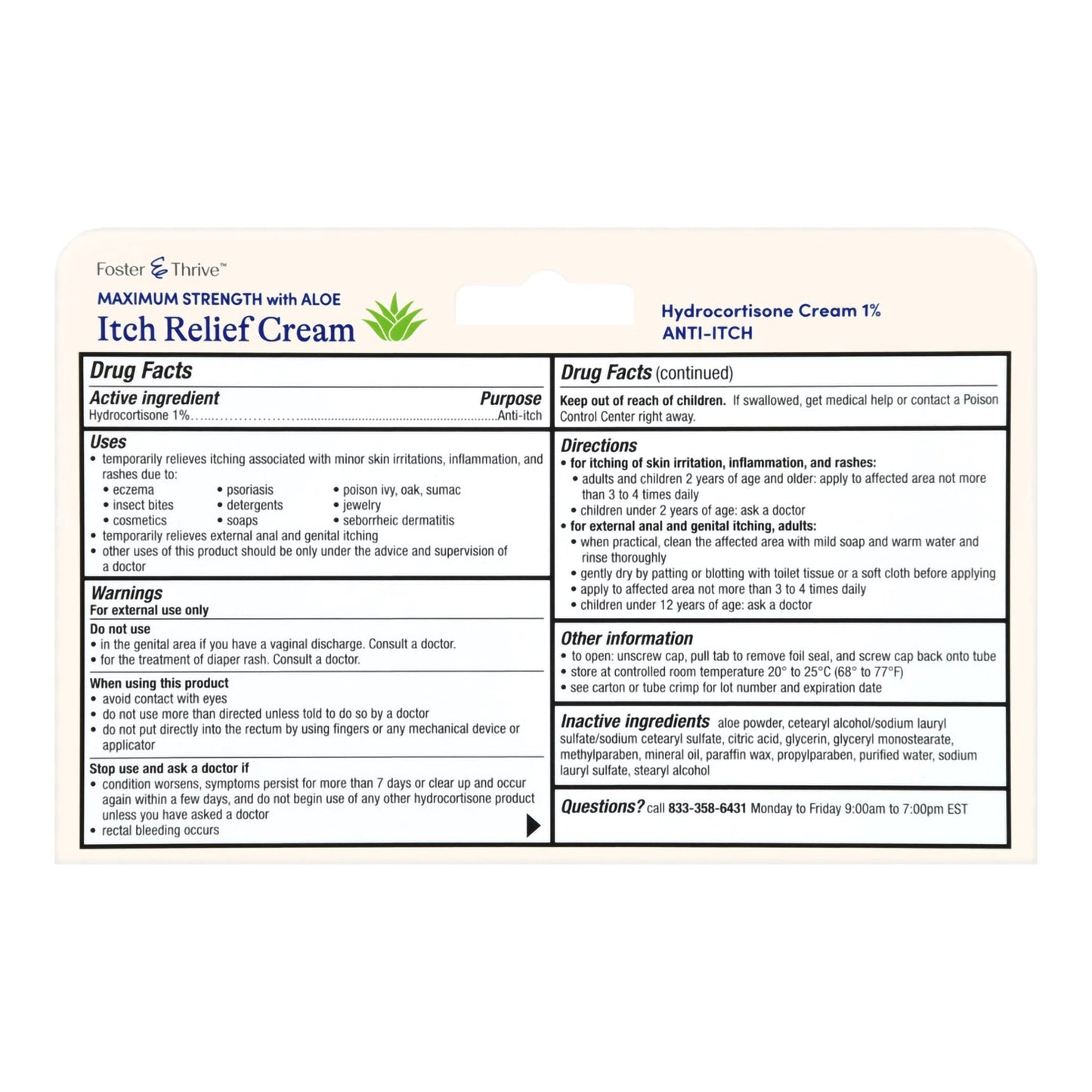 Foster & Thrive™ Hydrocortisone Cream with Aloe, 1-ounce tube 70677121601