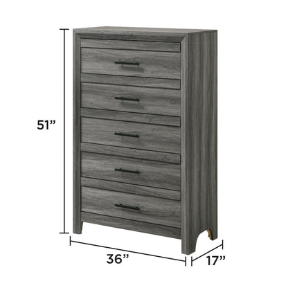 Denver - 5 Drawer Chest - Gray