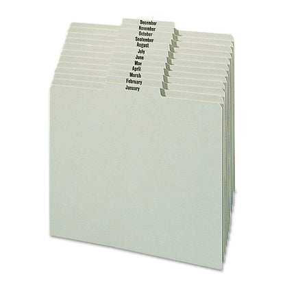 Smead 100% Recycled Monthly Top Tab File Guide Set, 1/3-Cut Top Tab, January to December, 8.5 x 11, Green, 12/Set