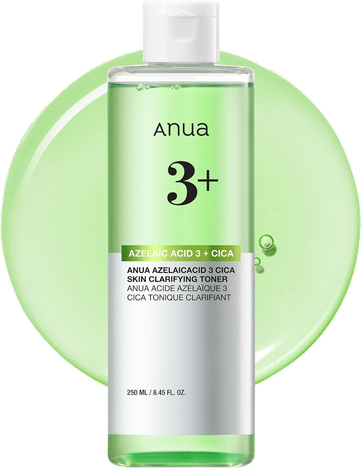 Anua Azelaic Acid 3 CICA Skin Clarifying Toner, Soothing & Clear Care, with Salicylic & Azelaic Acid, Sebum & Spot Care, Suitable for Sensitive Skin, Korean Skincare, 8.45 Fl.Oz