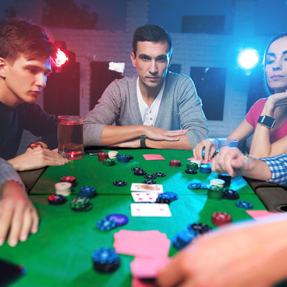 8 Players Texas Holdem Foldable Poker Table-Green