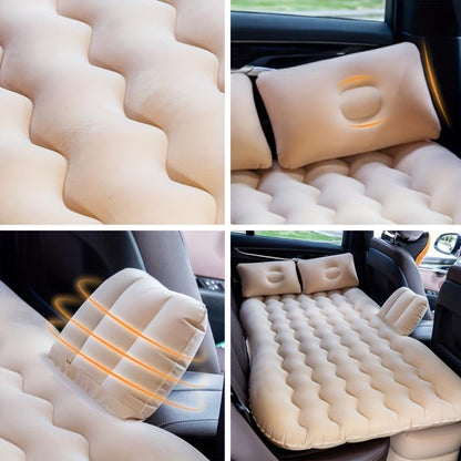 Car Backseat Air Mattress Inflatable Travel Bed for SUV Sedan Holiday Road Trip Sleeping Pad Comfortable Rest for Kids Pets Soft Flocking Wavy Support