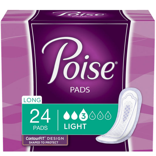 Poise® Bladder Control Pad, Long, Light Absorbency, Absorb-Loc Core, Female 48536