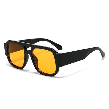 Retro Pilot Sunglasses for Men Women Double Bridge Aviation Square Sunglasses 70S Fashion Classic Sun Glasses Vintage Shades UV400 Protection