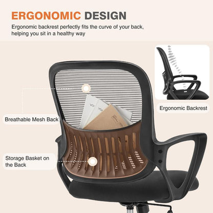 【Deal】Sweetfurniture Office Chair, Desk Chair, Ergonomic Home Office Desk Chairs, Computer Chair with Comfortable Armrests, Mid-Back Task