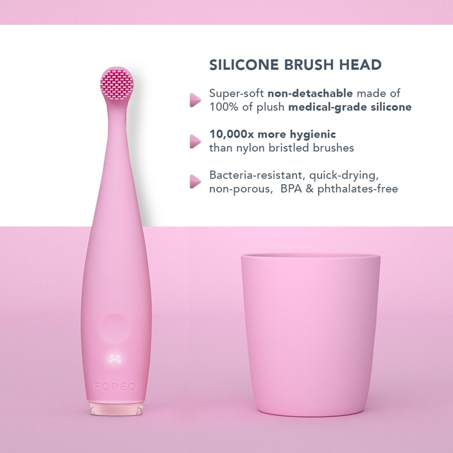 ISSA™ baby Soft Silicone Sonic Toothbrush, Pearl Pink Bunny F9878