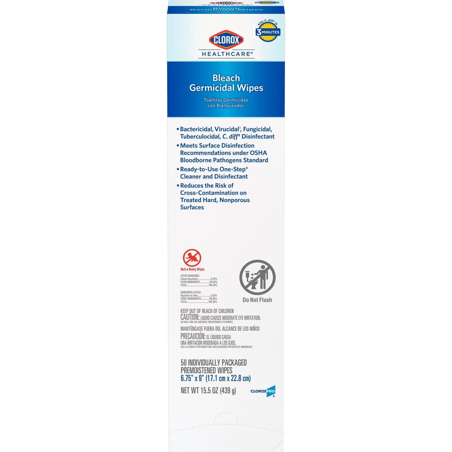 Clorox Healthcare® Bleach Germicidal Wipes, Individual Packets Box of 50 31424