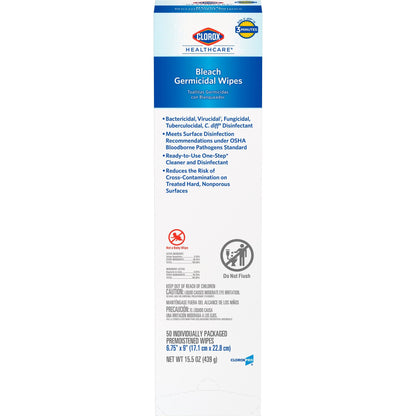 Clorox Healthcare® Bleach Germicidal Wipes, Individual Packets Box of 50 31424