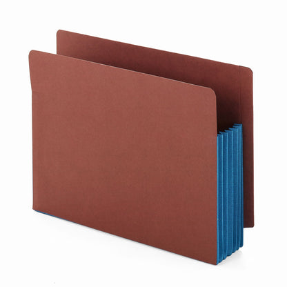 Smead Redrope Drop-Front End Tab File Pockets, Fully Lined 6.5" High Gussets, 5.25" Expansion, Letter Size, Redrope/Blue, 10/Box
