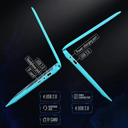 10.1 Inch Laptop Android 12.0 Computer, Quad Core Powered Netbook,2G RAM+64 GB ROM Mini Laptop Computer for Kids with Bag, Mouse, and Mouse Pad(Blue)