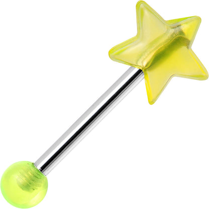 16G Yellow Acrylic Splendid Star Straight Barbell Eyebrow Ring