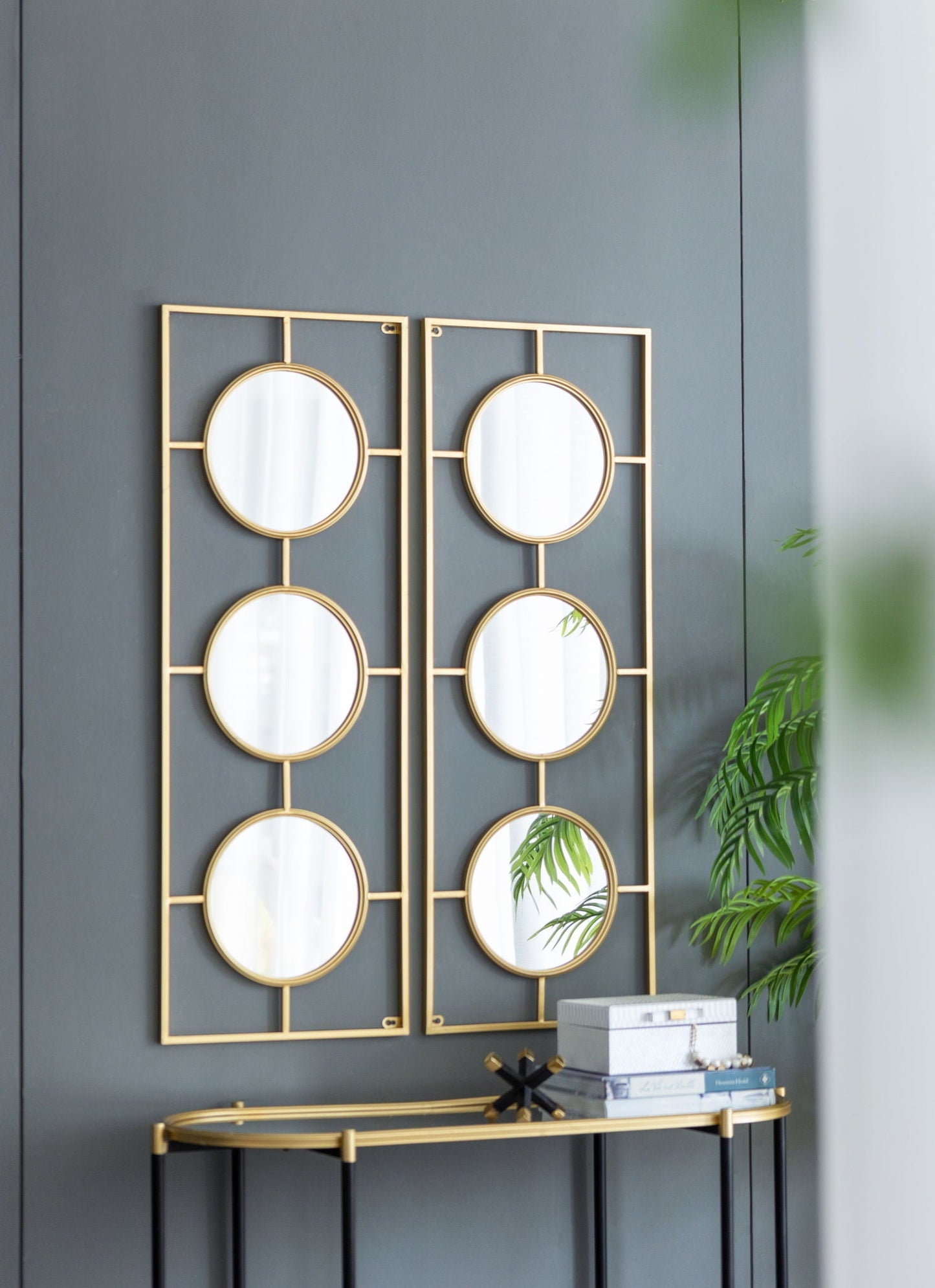 3 Mirror Piece Wall Mirror InRectangular Frame, Home Wall Decor For Bedroom Living Room