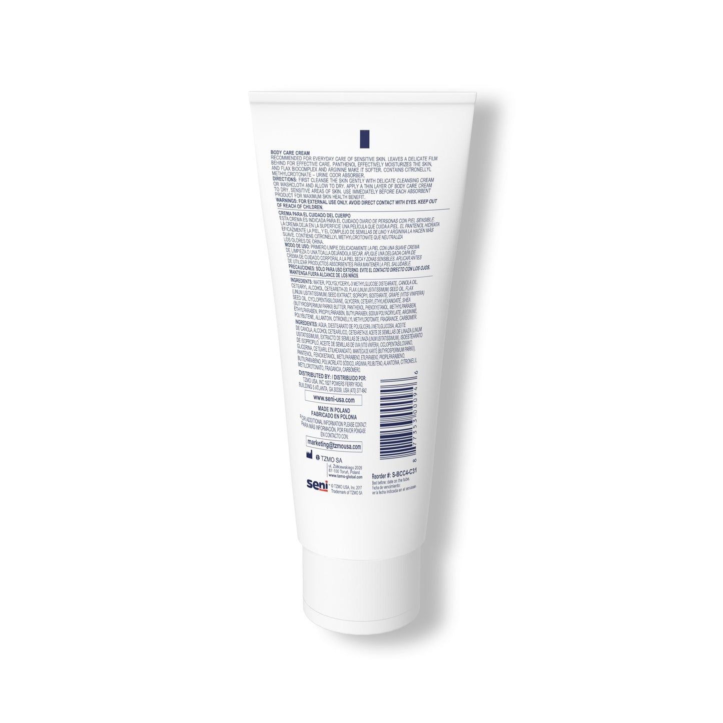 Seni® Care Body Care Cream, 4-ounce tube S-BCC4-C31
