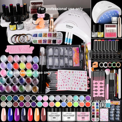 Limegirl Acrylic Nail Kit for Beginners with 75Ml ACRYLIC NAIL LIQUID Professional Nail Kit Acrylic Set with Drill Nude Acrylic Powder and Gel Nail Polish Glitter Decorations Gift for Women Manicure