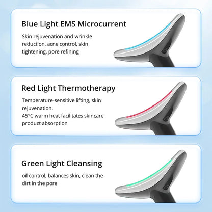 7 Color LED Neck Tightening Facial Device,Red Light Therapy for Face