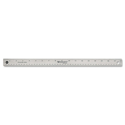 Westcott Stainless Steel Office Ruler With Non Slip Cork Base, Standard/Metric, 18" Long