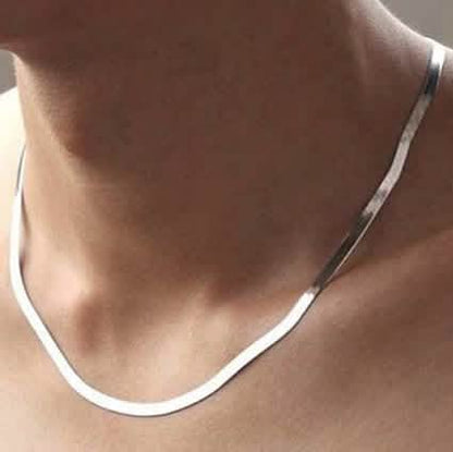 .925 Solid Sterling Silver Flat Snake Link Chain