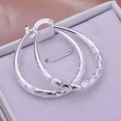925 Sterling Silver Oval Filigree Hoop Earrings