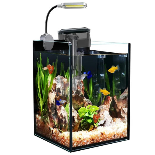 Craftsboys 1.5Gal Nano Glass Fish Tank with Filter & LED Light - Perfect for Betta Fish Aquascaping!