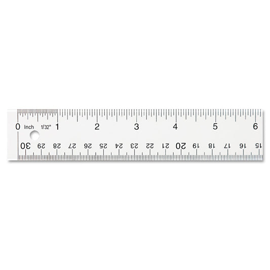 Westcott Clear Flexible Acrylic Ruler, Standard/Metric, 12" Long, Clear