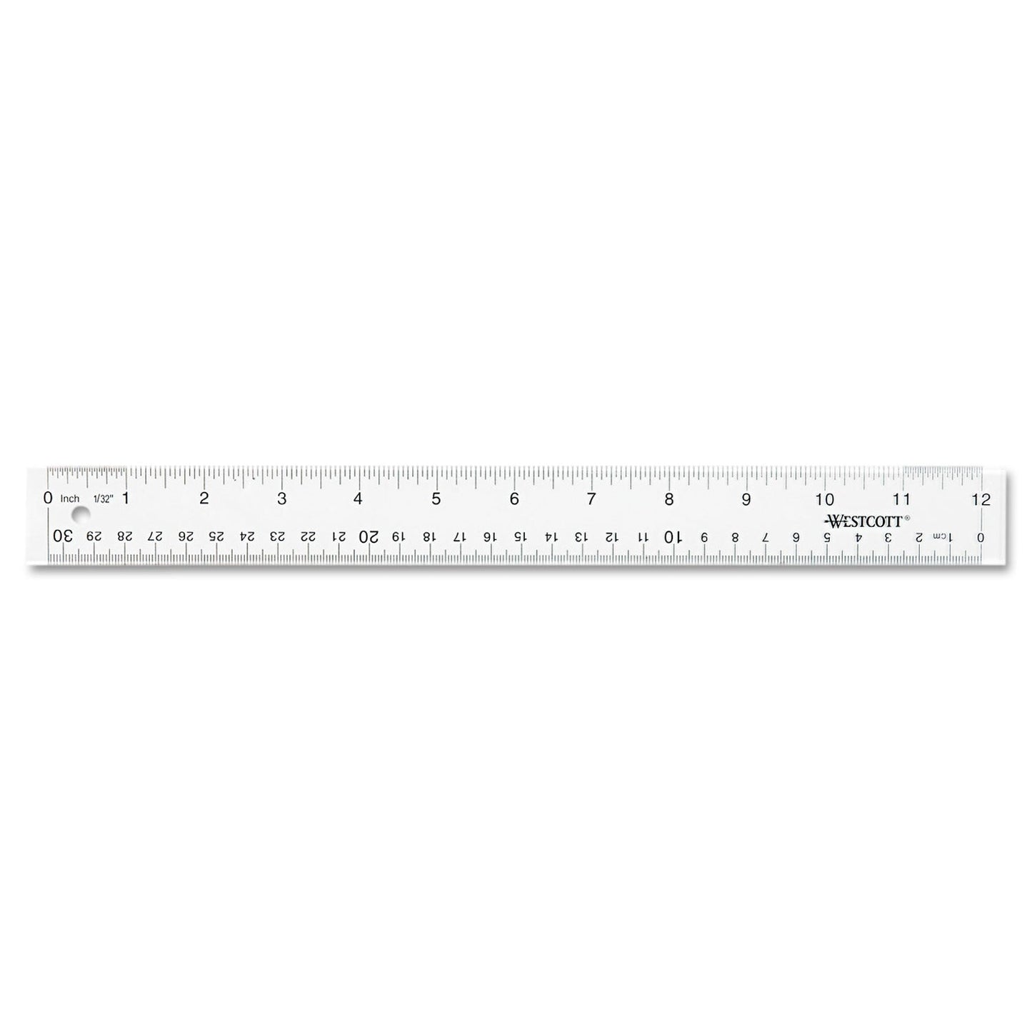 Westcott Clear Flexible Acrylic Ruler, Standard/Metric, 12" Long, Clear